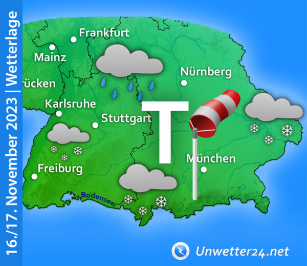 Sturm mit Regen und Schnee 17. November 2023