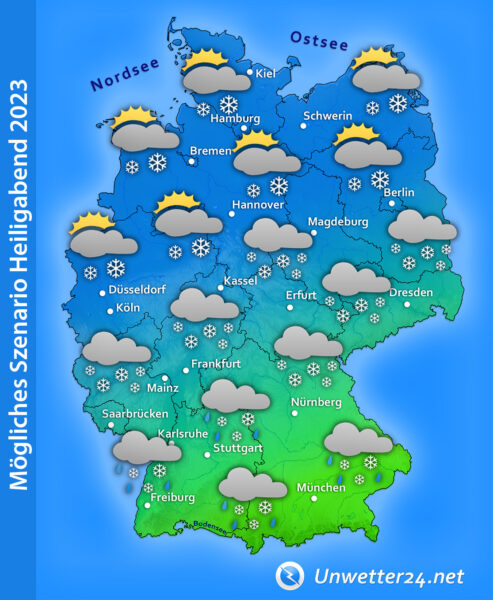 Schnee und Sturm Heiligabend 2023