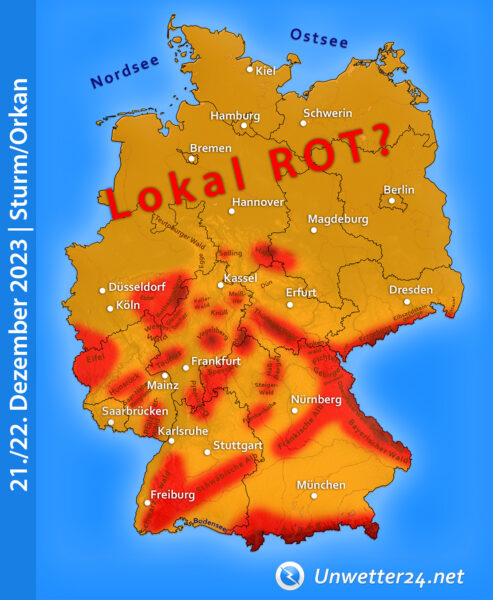 Sturmlage 21. und 22. Dezember 2023