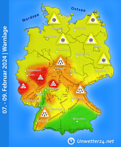 Warnlage 07. bis 09. Februar 2024