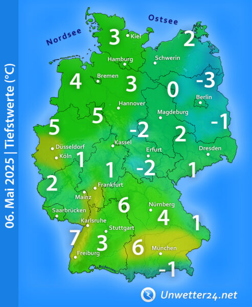 Frostige Tiefstwerte 06. Mai 2025