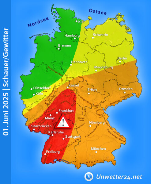 Gewitterlage am 01. Juni 2025