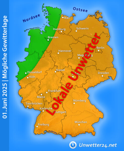 Mögliche Gewitterlage 01. Juni 2025
