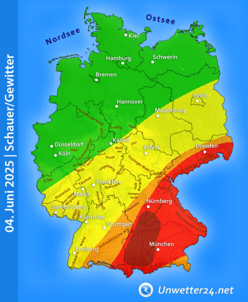 Unwetterlage im Südosten am 04. Juni 2025