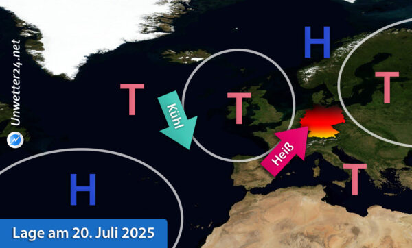 Hitzewelle am 20. Juli 2025 in Mitteleuropa