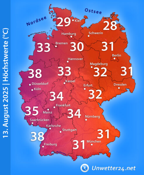 Extreme Hitze Mitte August 2025