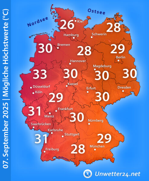 Spätsommer-Hitze am 07. September 2025