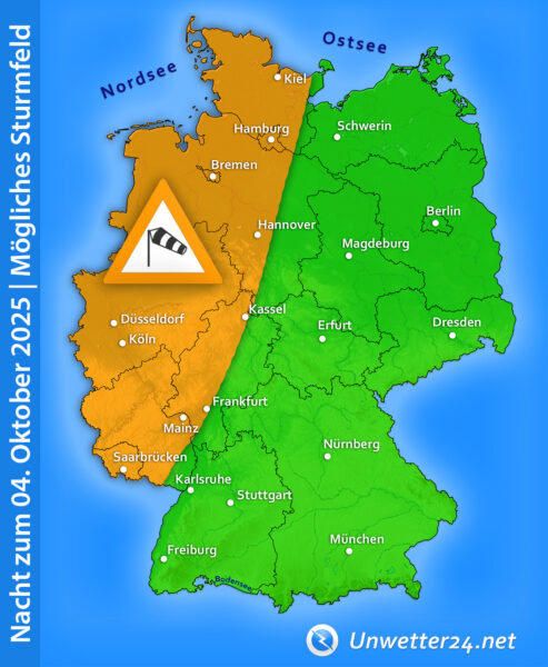Mögliches Sturmfeld Nacht zum Samstag 04. Oktober 2025