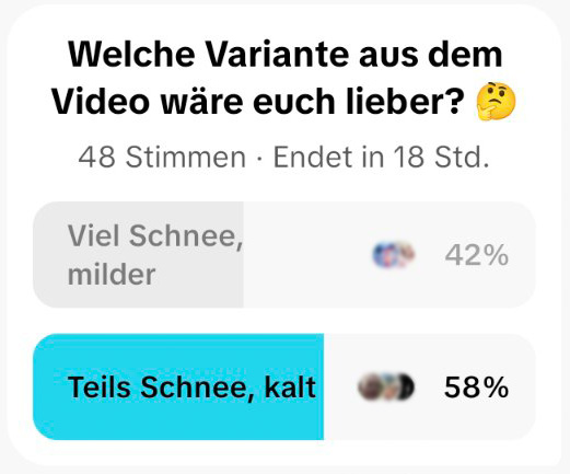 Umfrage Schnee Anfang Januar 2026