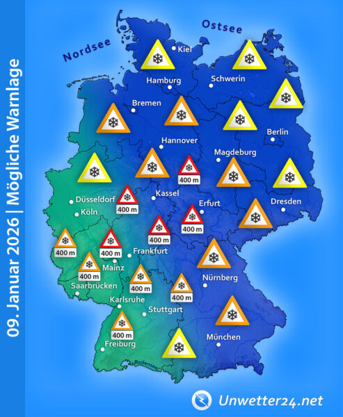 Mögliche Schneelage 09. Januar 2026