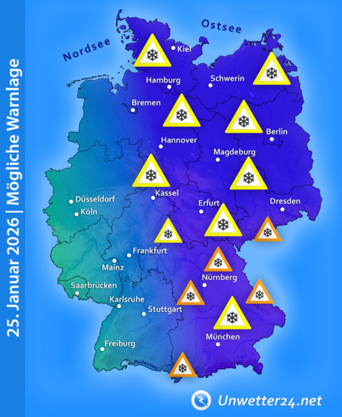 Mögliche Schneelage 25. Januar 2026