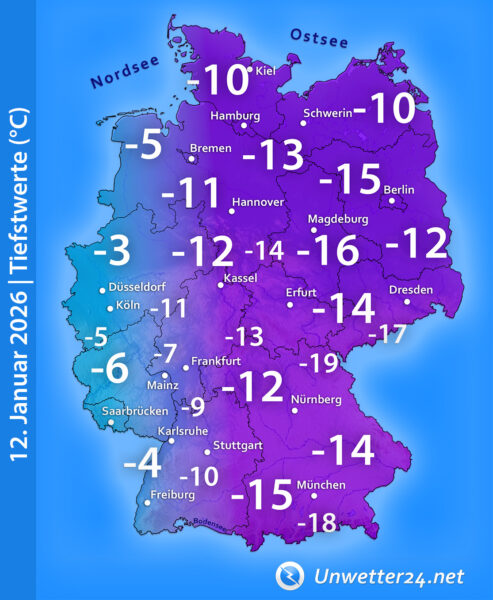 Strenger Frost am 12. Januar 2026