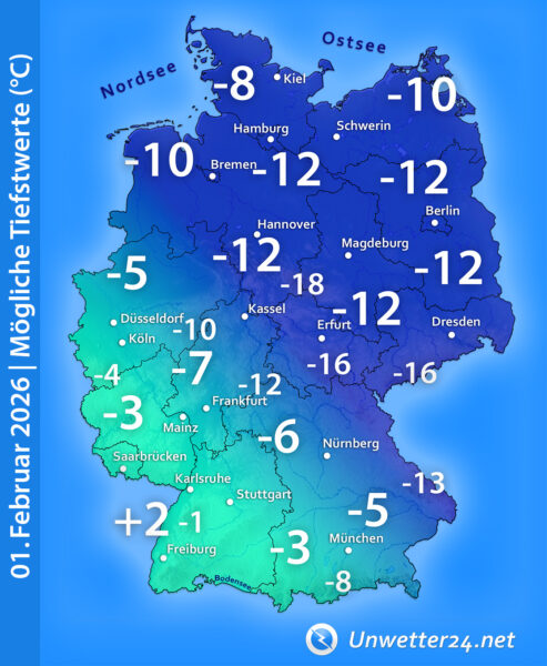 Strenger Frost möglich am 01. Februar 2026