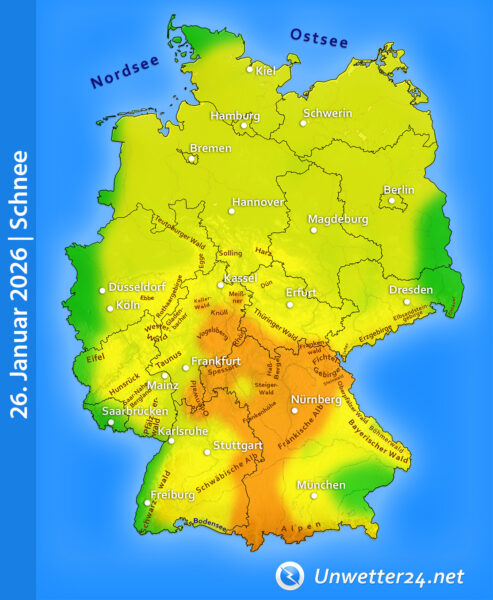 Tief Leonie bringt am 26. Januar 2026 Neuschnee