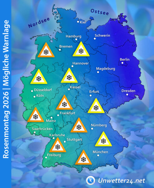 Mögliche Schneelage Rosenmontag 2026