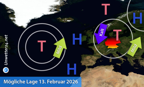 Mögliche Wetterlage am 13. Februar 2026