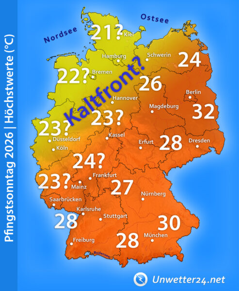 Hitze vs. Kaltfront an Pfingstsonntag 2026