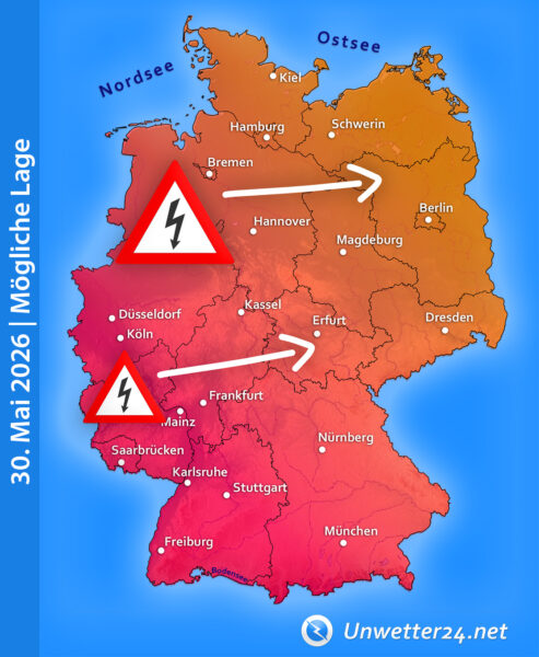 Mögliche Gewitterlage 30. Mai 2026