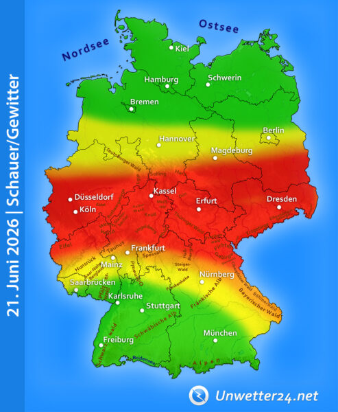 Unwettergefahr am kalendarischen Sommeranfang 2026