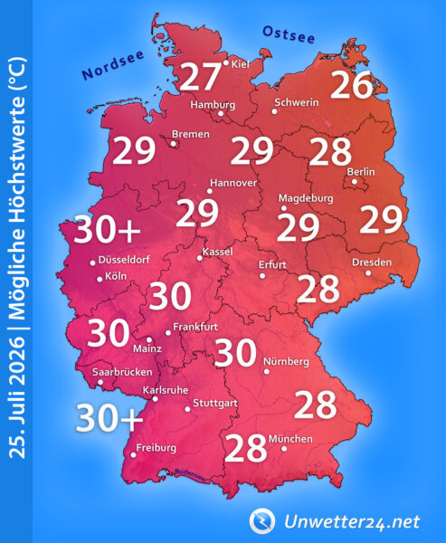 Mögliche Höchstwerte 25. Juli 2026