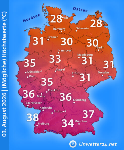 Neue Hitze zum Start in den August 2026