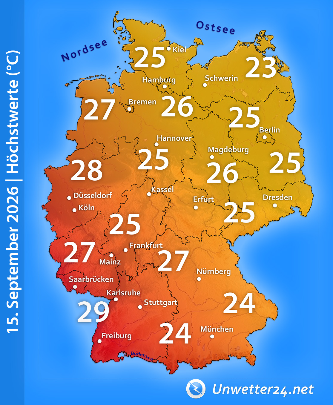 Sehr warm Mitte September 2026